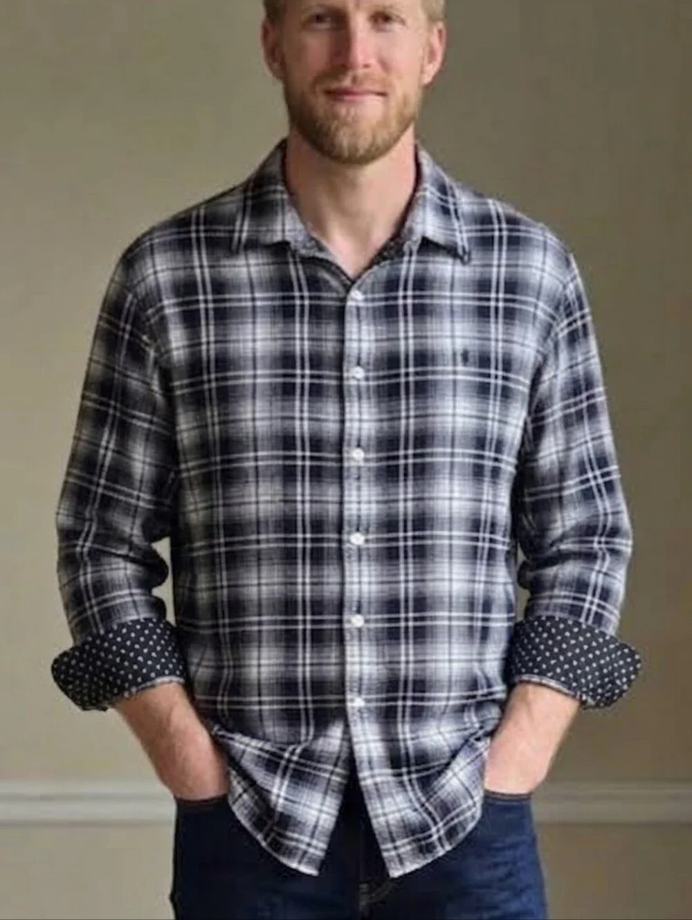 Polo Ralph Lauren Double Face Black White Plaid Flannel Cotton Button Down XXL